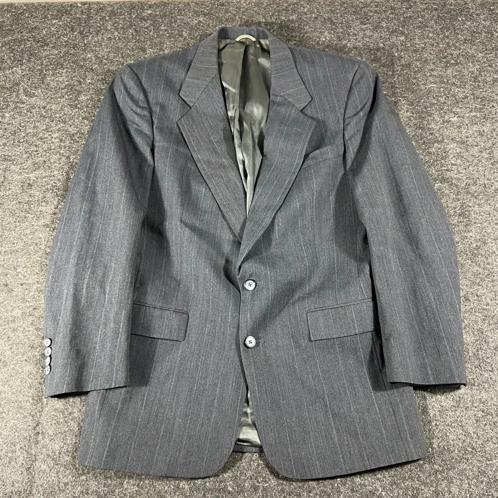 Christian Dior Monsieur Blazer Jacket Mens 40L Grey Pinstripe Wool Preppy Office